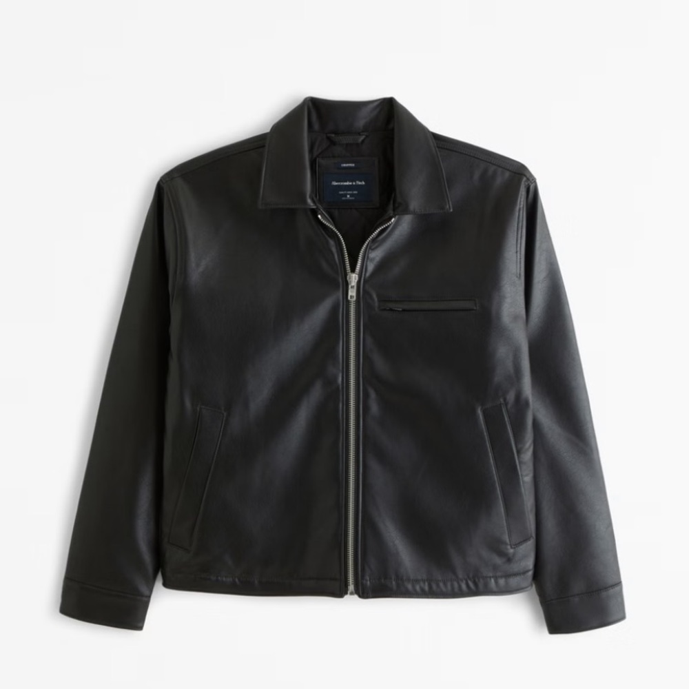 Black vegan leather coat